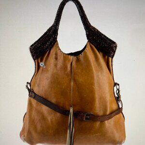 HENRY BEGUELIN Dark Brown & Light Brown All Leather Shoulder Bag/Tote